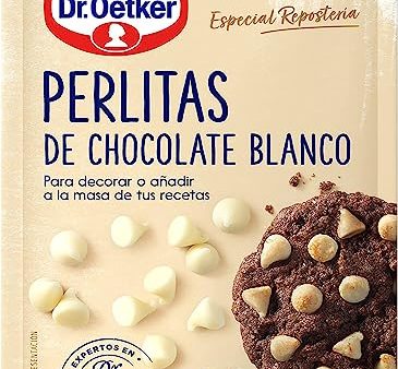 DR. OETKER - Perlitas de Chocolate Blanco 100 g, Pepitas de Chocolate para Repostería y Pastelería, Textura Crujiente, Bolsa con Cierre Hermético Embalaje Deteriorado (Cad: 31 01 2025) Cheap