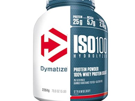 Dymatize ISO 100 Hidrolizado Fresa 2264g - Proteína de Suero Hidrolizada y Aislada Embalaje Deteriorado (Cad: 31 07 2026) Sale