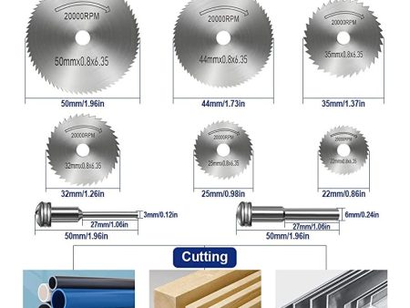 (Falta 1 Portadiscos de 6 mm) - Disco de corte para herramienta rotativa, hojas de taladrado de disco HSS, hojas de sierra circular en miniatura para cortar madera, plástico y metal Embalaje Deteriorado Online Sale